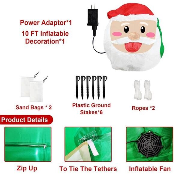 Fraser Hill Farm 10 ft. Santa Claus with Gift Bag Christmas  10 Ft by 10 Ft Christmas Inflatable Santa Claus Riding on Dragon with Gift Box